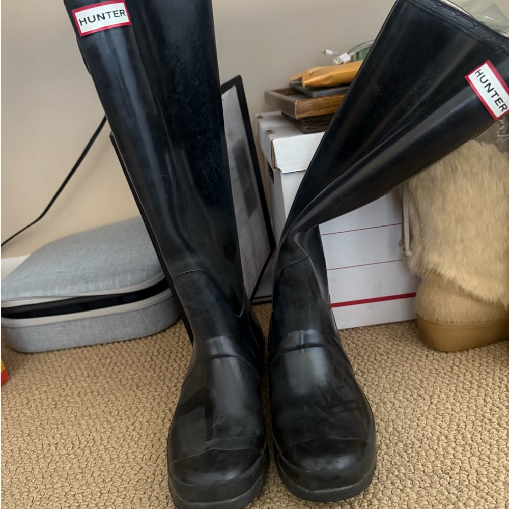 Hunter Black Tall Rain Boots